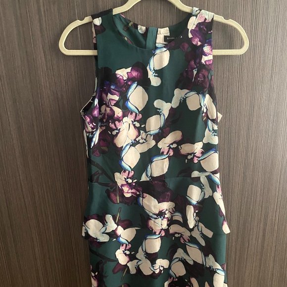 Green Floral Banana Republic Peplum Dress - Size 8 - Picture 1 of 7